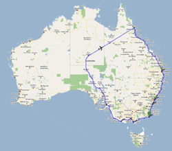 Eastern Australia in circle