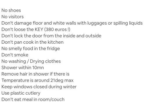 House Rules for Airbnb Private Homes